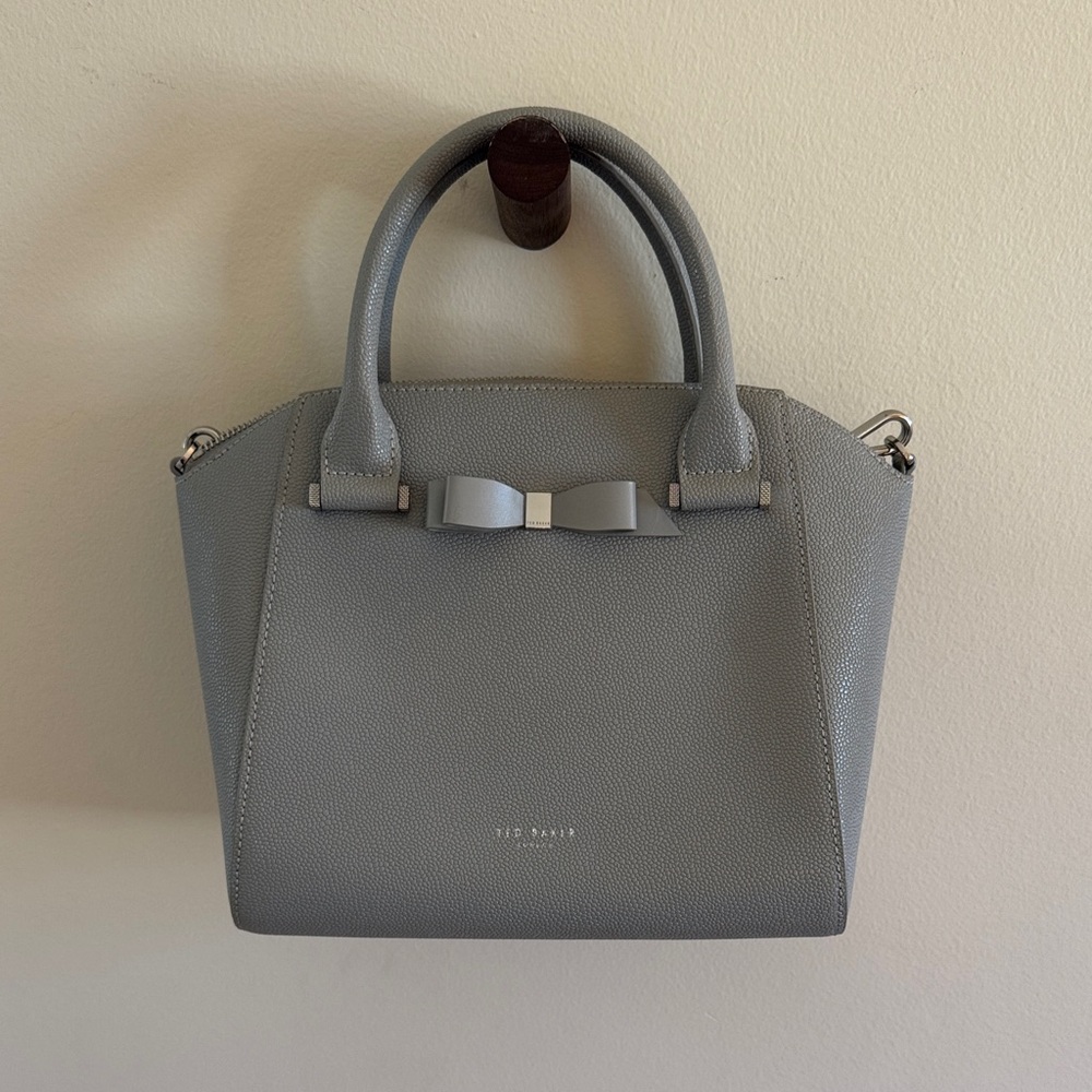 Ted Baker Elegant Gray Satchel with Bow Accent